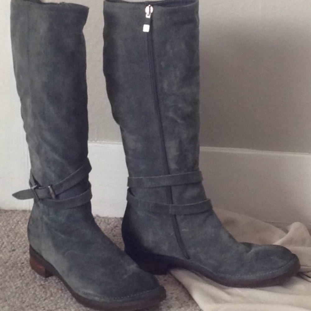 Alberto Fermani blue-grey leather suede boots - Picture 3 of 5